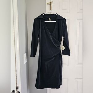 Spartina 449 Black Long-Sleeve Wrap Dress
